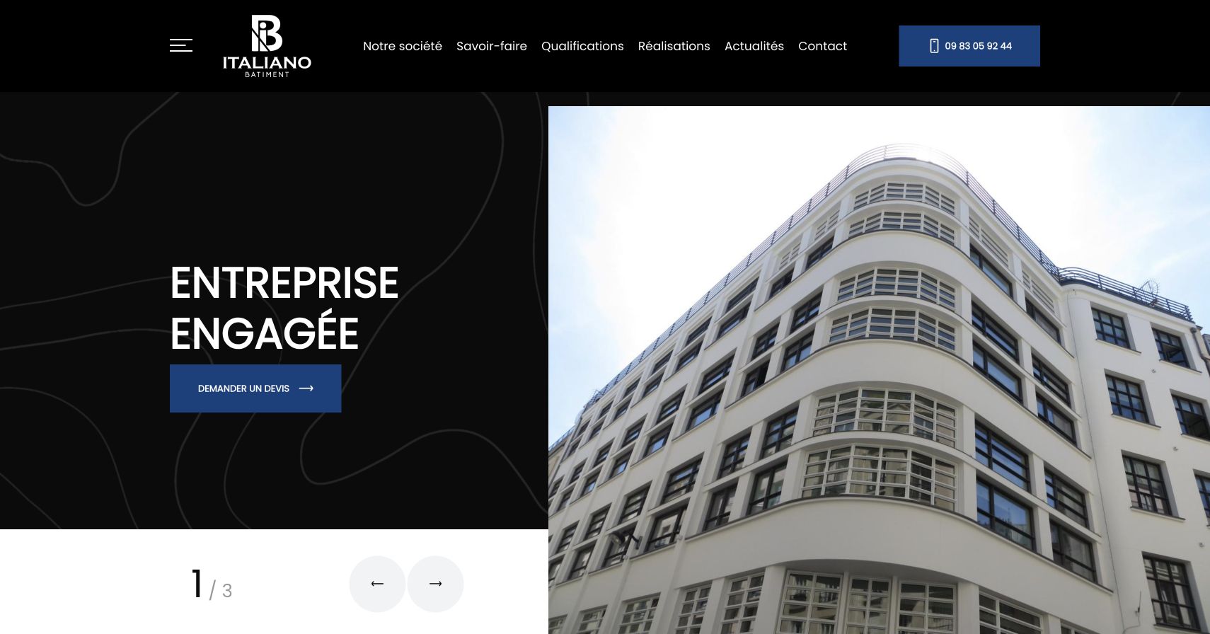 Capture du site de Italiano Bâtiment